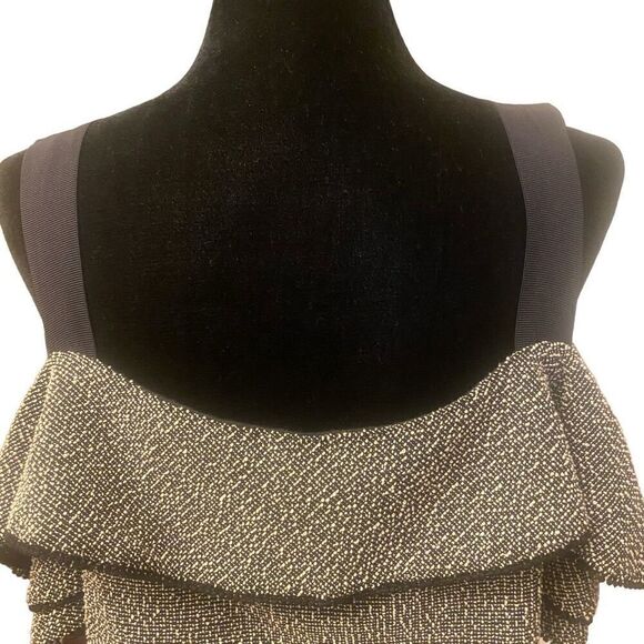 Banana Republic Black and White Off Shoulder Cold Shoulder Tweed Top Sz Large - Picture 8 of 11